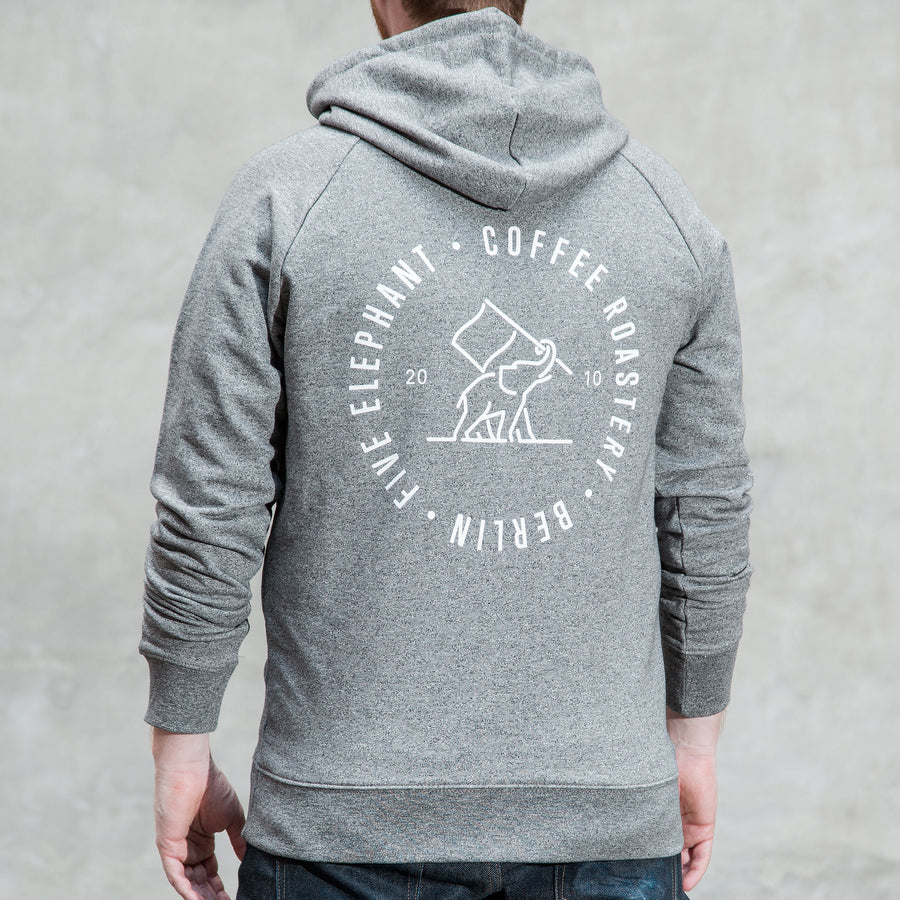 HOODIE. Grey back side
