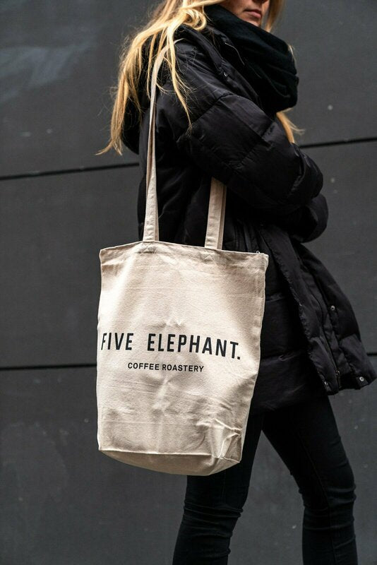 Tote bag with five elephant logo